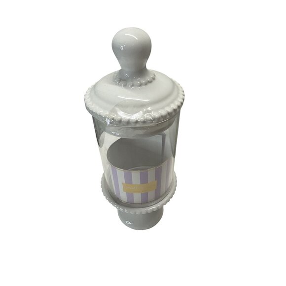 Ceramic Glass Apothecary Candy Cookie  Jar With Lid & Decorative Trim - Picture 3 of 4